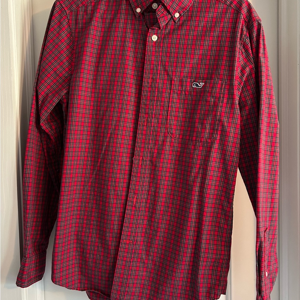 Vineyard Vines Red and Blue Plaid Button Down Shirt
